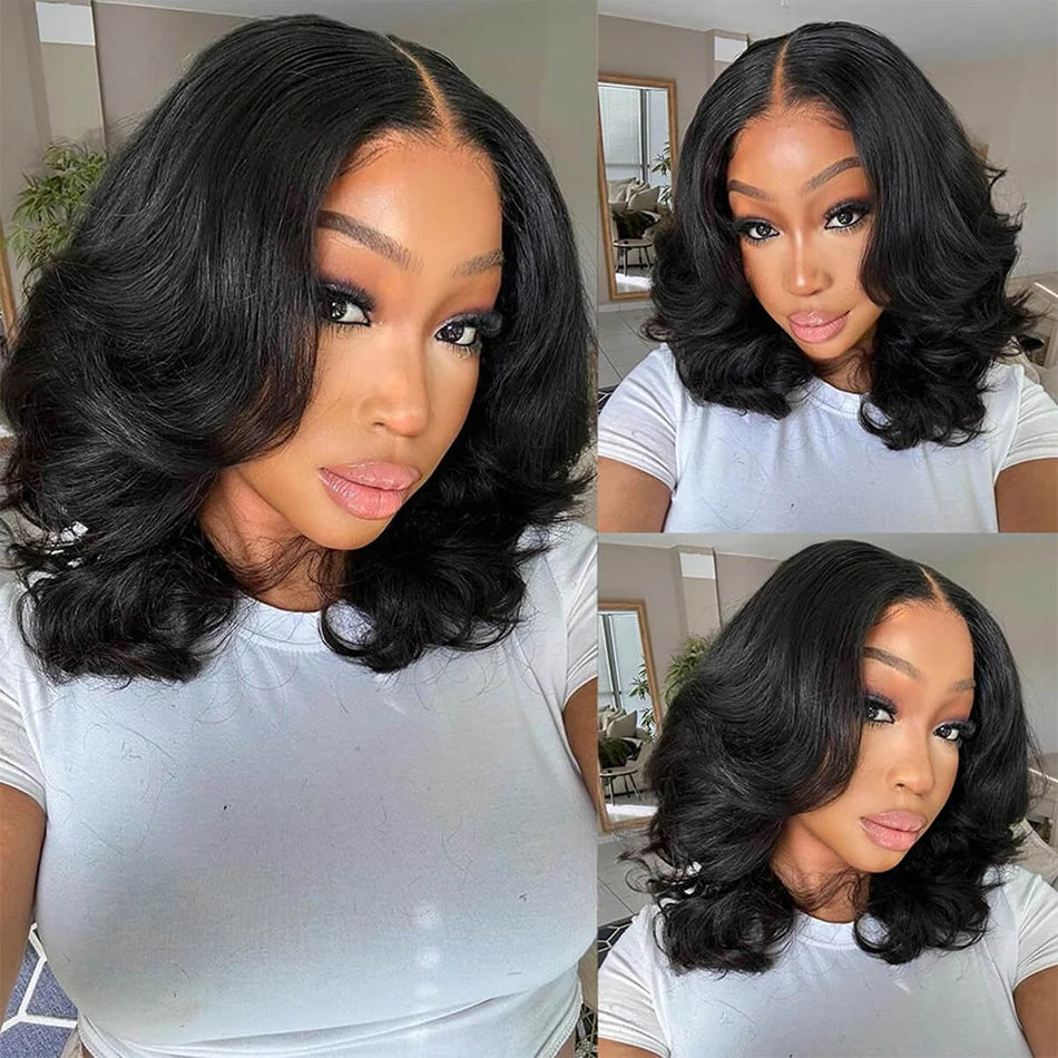 Glueless Short Human Hair Body Wave Bob Wig for Women
