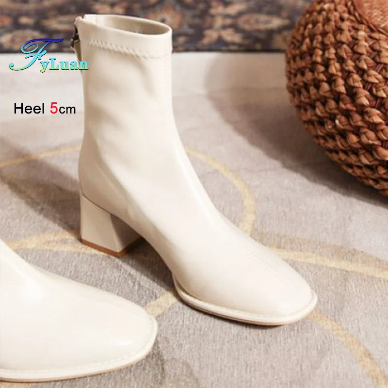 Square Toe Block Heel Ankle Boots