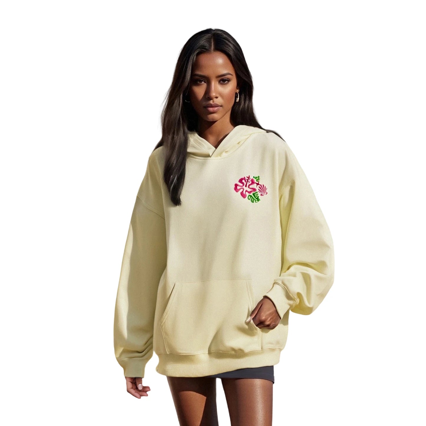 Women's Spring Autumn Hooded Sweatshirt Long Sleeve Pattern Embroidery Hoodie Pullover