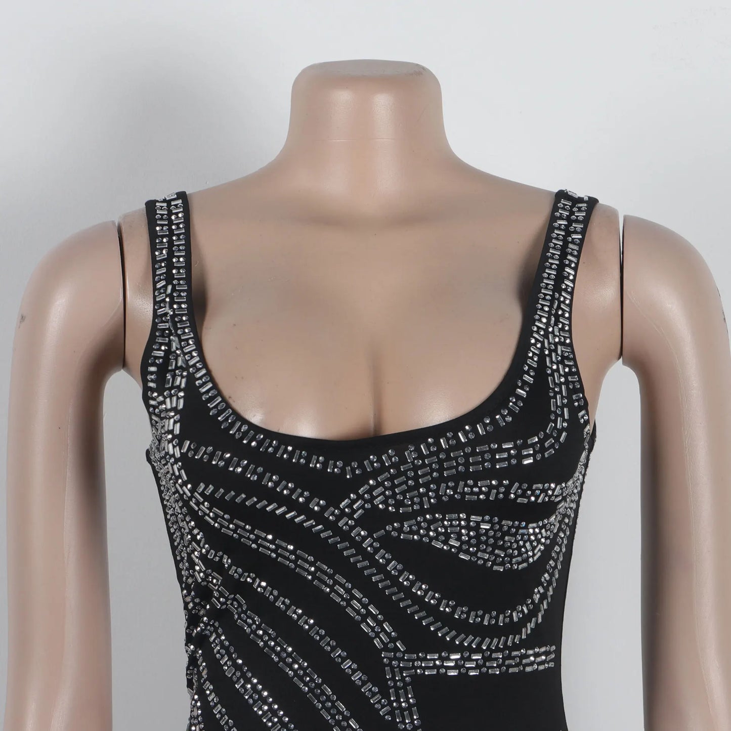 Elegant Rhinestone V-neck Floor Length Evening Dress for Women