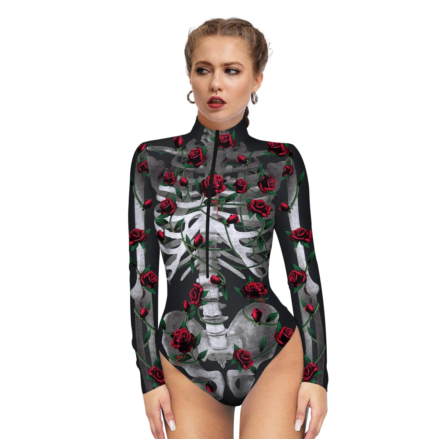 Halloween Skeleton Print Zentai Jumpsuit for Women