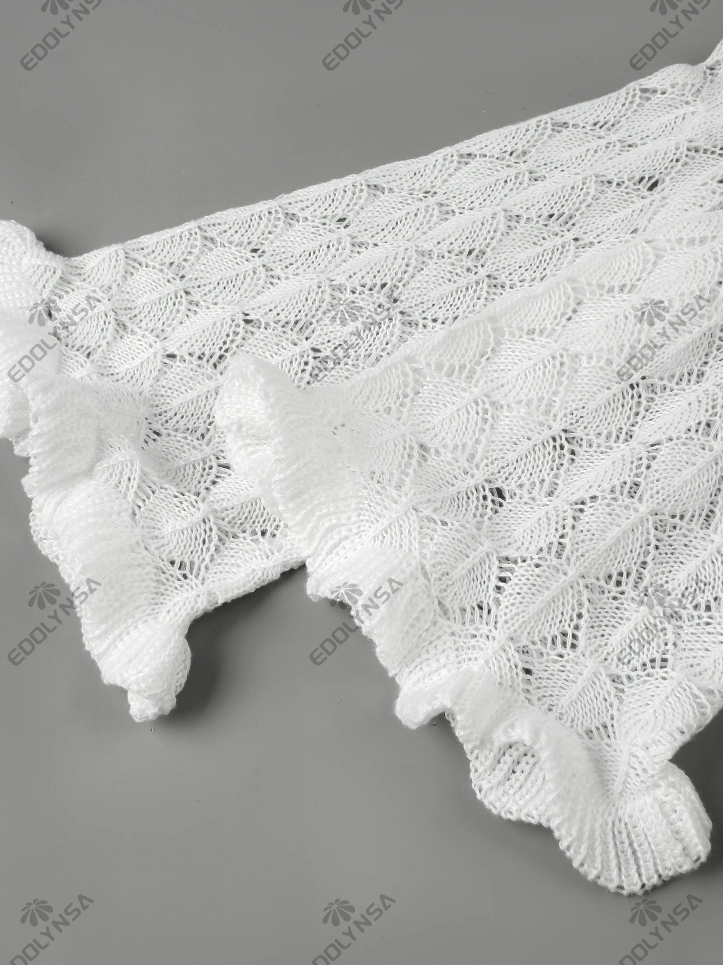 Sexy Frill Big V Neck Hollow Out Long Sleeve Maxi Dress Summer 2025 Feminine Swimwear Bikini Cover Up Women Holiday Outfits K221