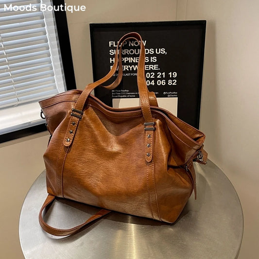 Spacious Soft Leather Tote Bag