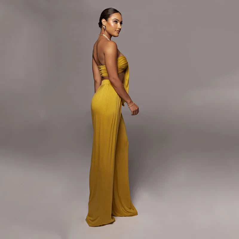 Elegant Solid Color Casual Two Piece Set for Women