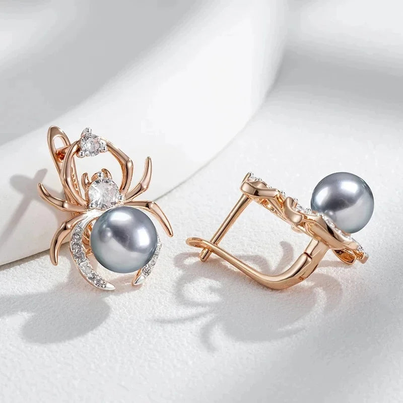 Gray Pearl Spider Necklace Set