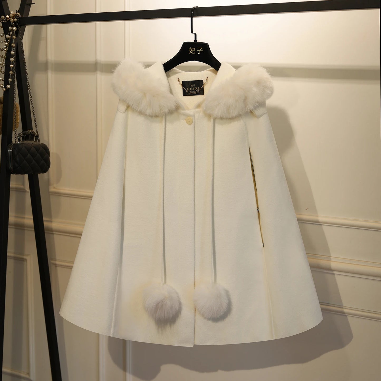 Heavy Elegant Cape Wool Coat for Women 2025 Autumn Winter New Korean Fashion Slimming Shawl Women's Woolen Coat