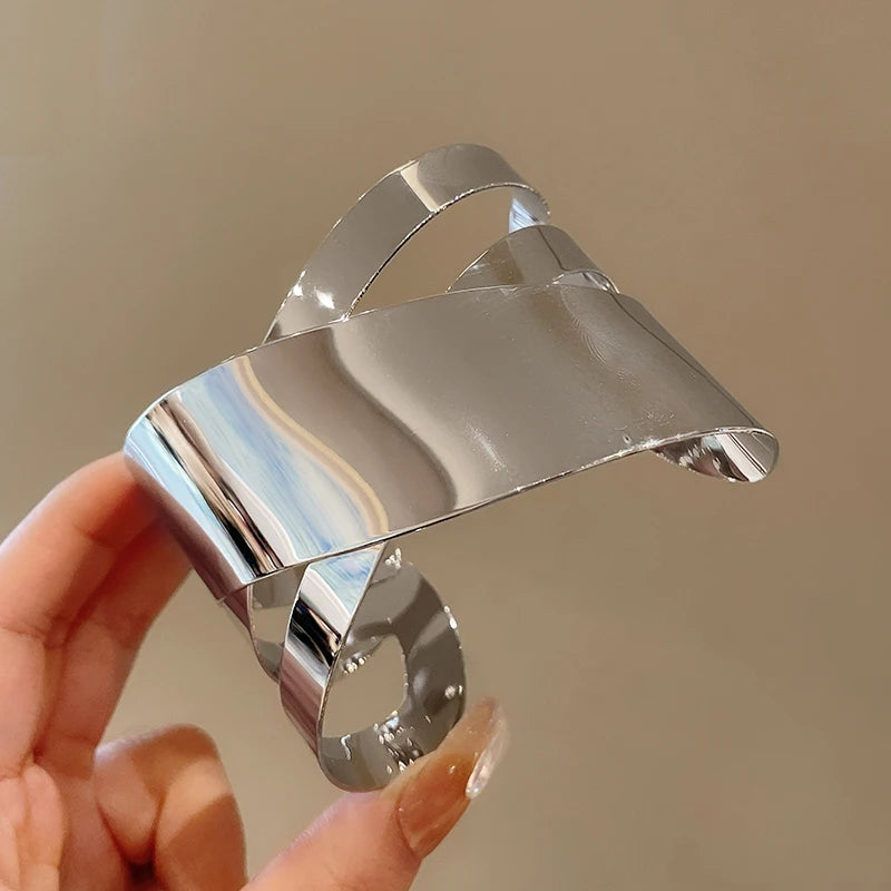 Layered Geometric Metal Cuff Bracelet