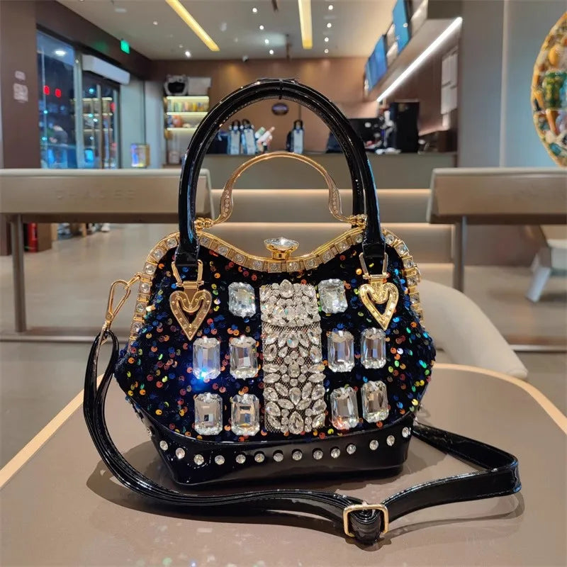 Crystal Sequin One Shoulder Crossbody Handbag for Women