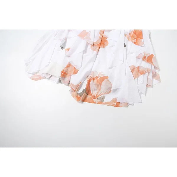 Casual Mini Dress for Women 2025 Summer Print Pleat Scarf Collar Chic Sleeveless Off Shouder Short Vestido Lady Party Beach Robe