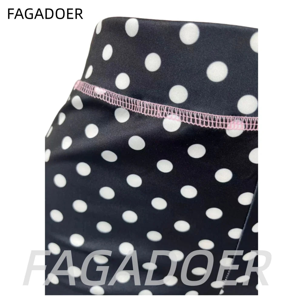 Chic Polka Dot Patchwork Streetwear Two-Piece Set for Women