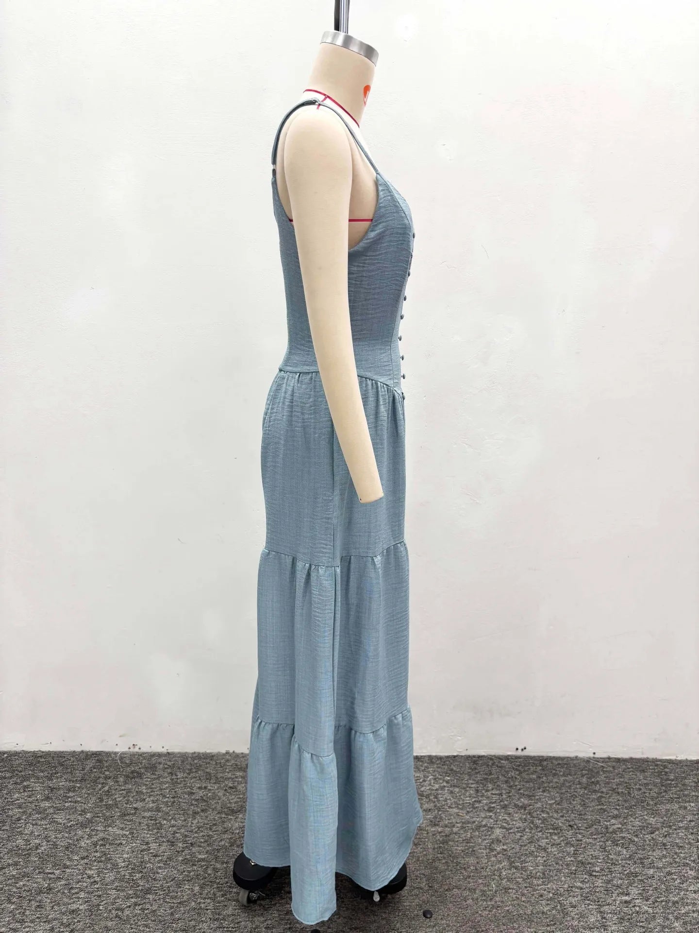 Spaghetti Strap Wide-Leg Jumpsuit with Button Details for Women