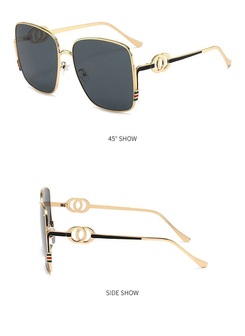 Square Frame Metal Sunglasses
