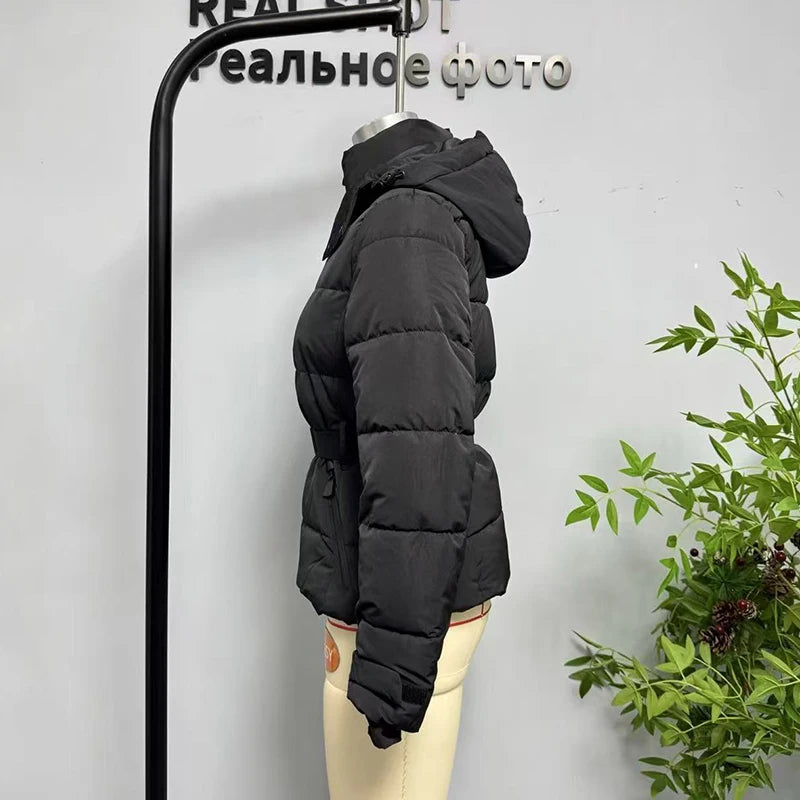 Warm Hooded Padded Ski Jacket And Pants Set for Women