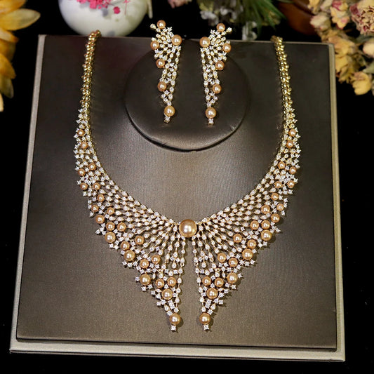 Crystal Pearl Drop Necklace