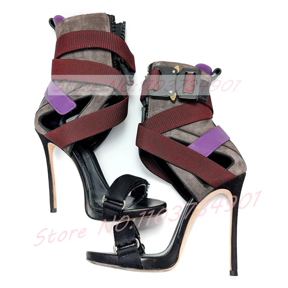 Multi Color Ankle Strap High Heel Sandals For Women