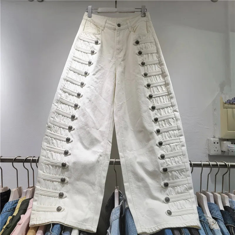 Classic Double Breasted Denim Two Piece Set For Women