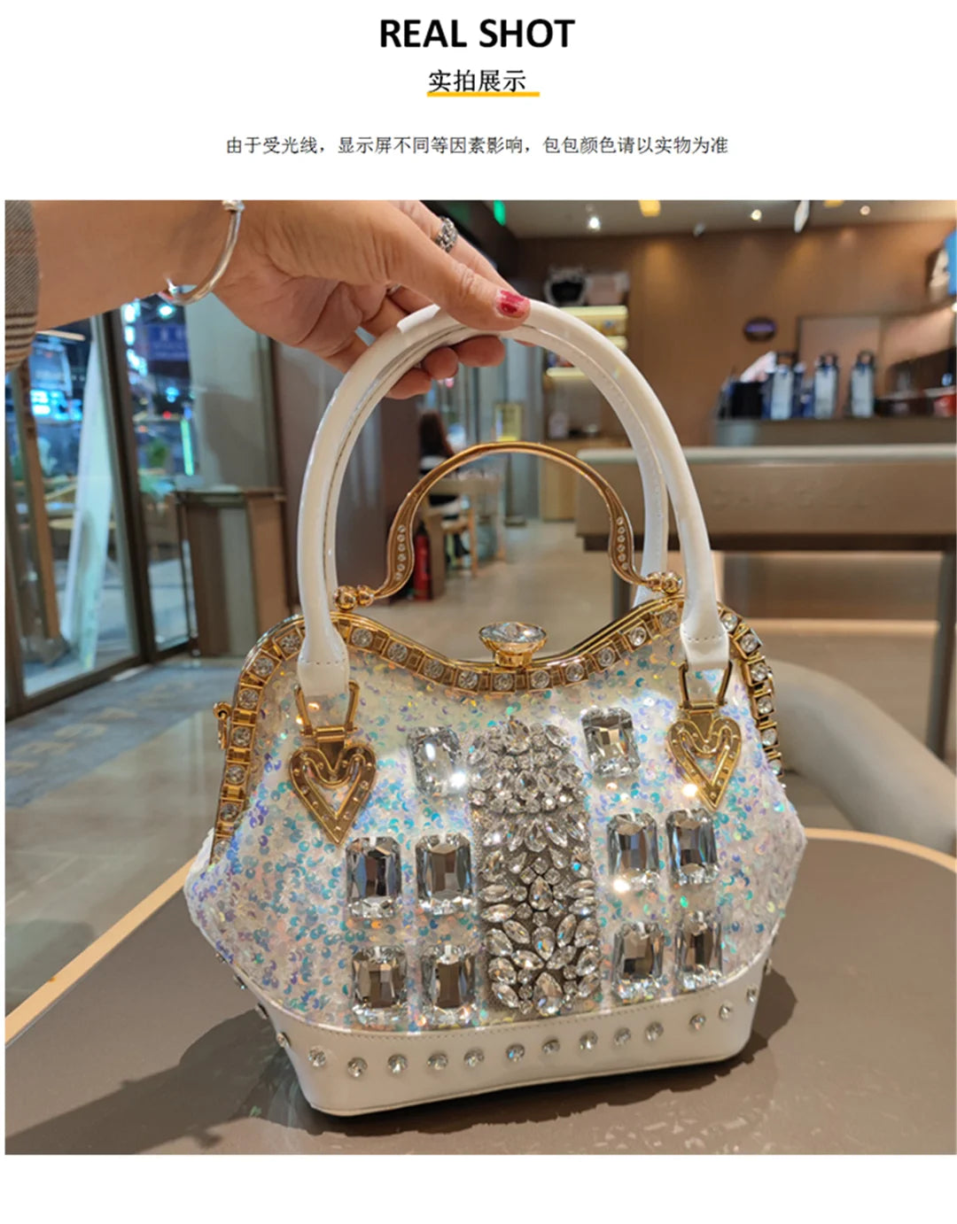 Crystal Sequin One Shoulder Crossbody Handbag for Women
