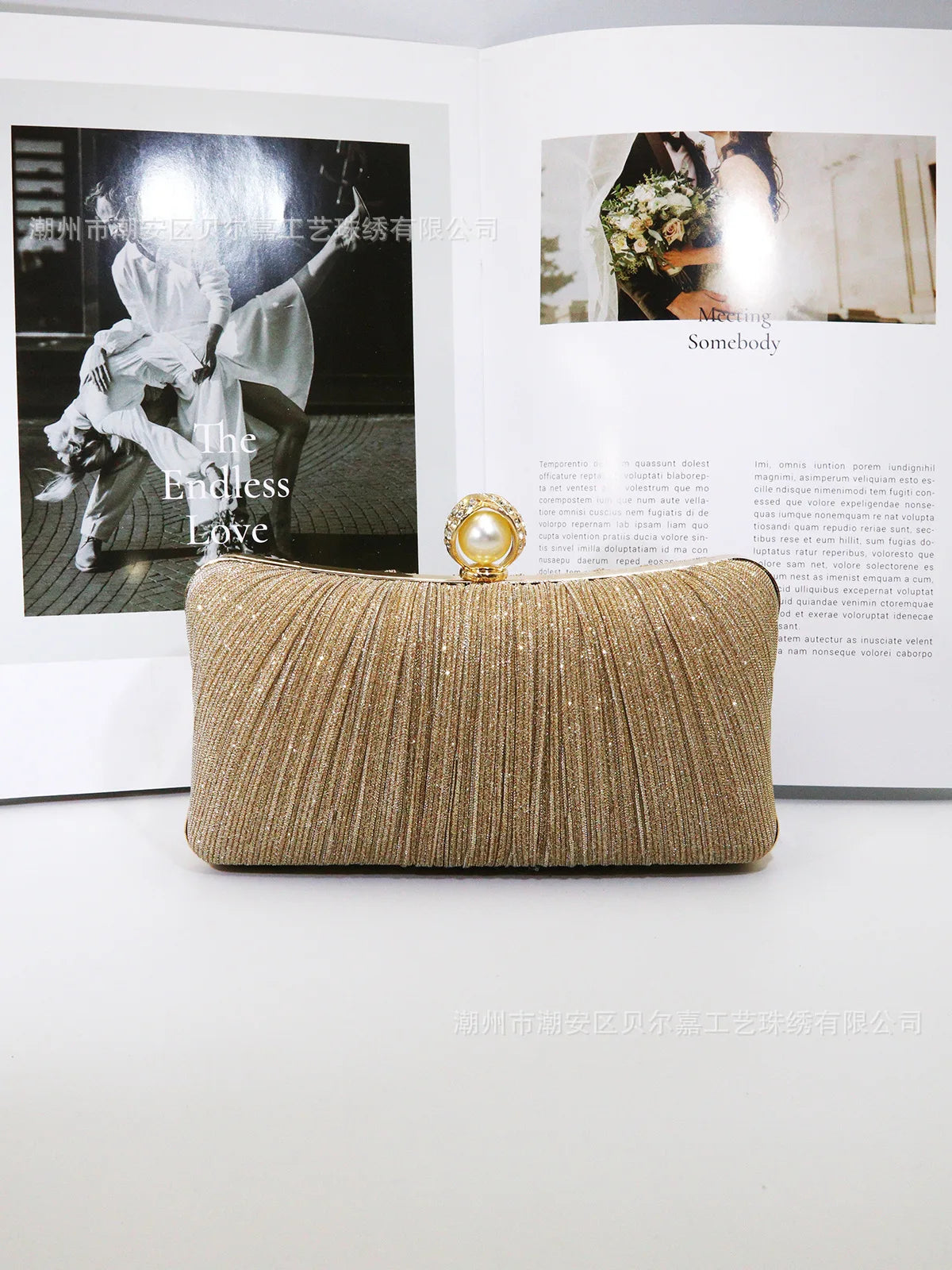 Elegant Pleated Chain Clutch Evening Bag for Women