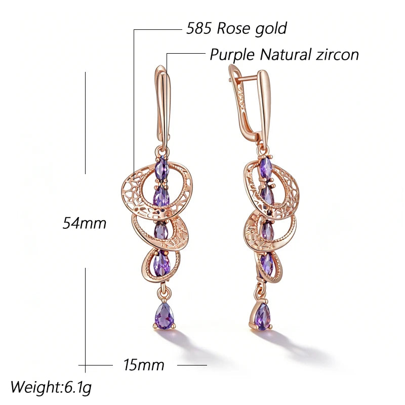 Purple Zircon Drop Earrings