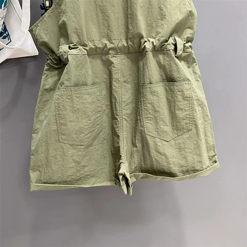 Casual Vintage Patchwork Drawstring Shorts for Women
