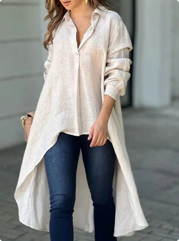 Long Sleeve Irregular Front Top