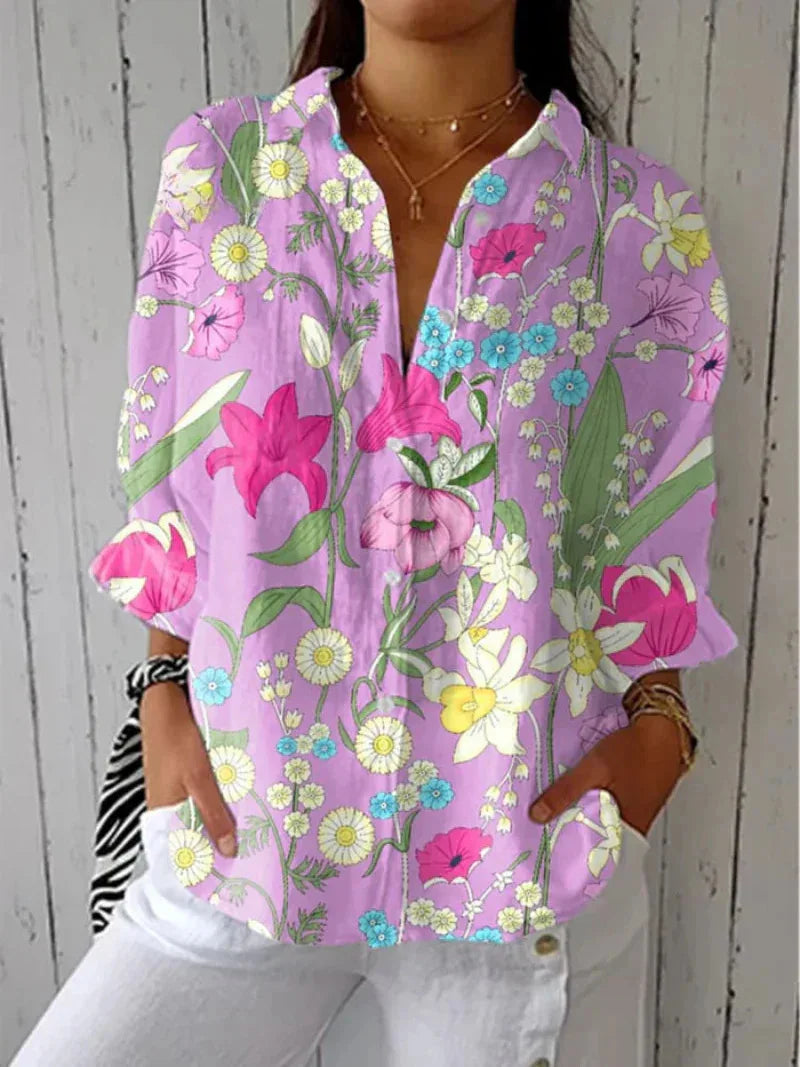 Ditsy Floral Oversized Dropped Shoulder Blouse for Women