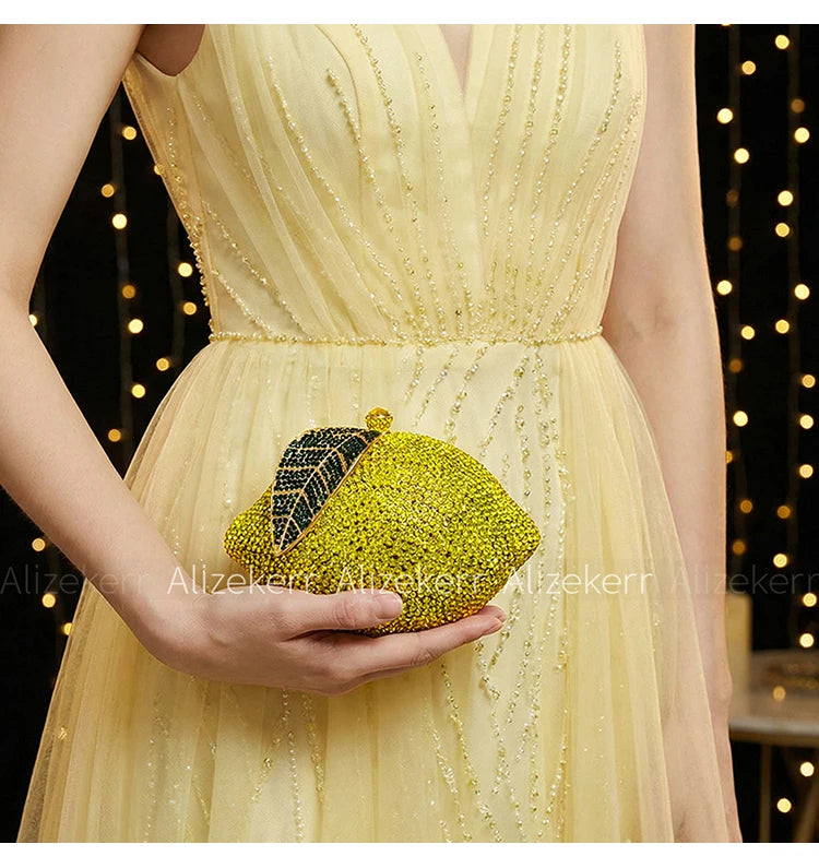 Elegant Lemon Shaped Diamond Evening Bag for Women