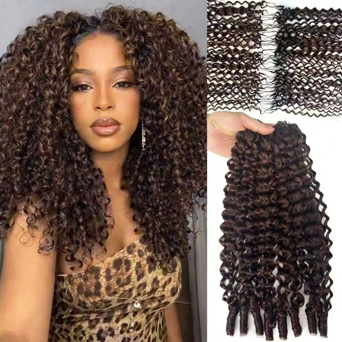 Burmese Curly Human Hair Crochet Braids With Boho Style for Women