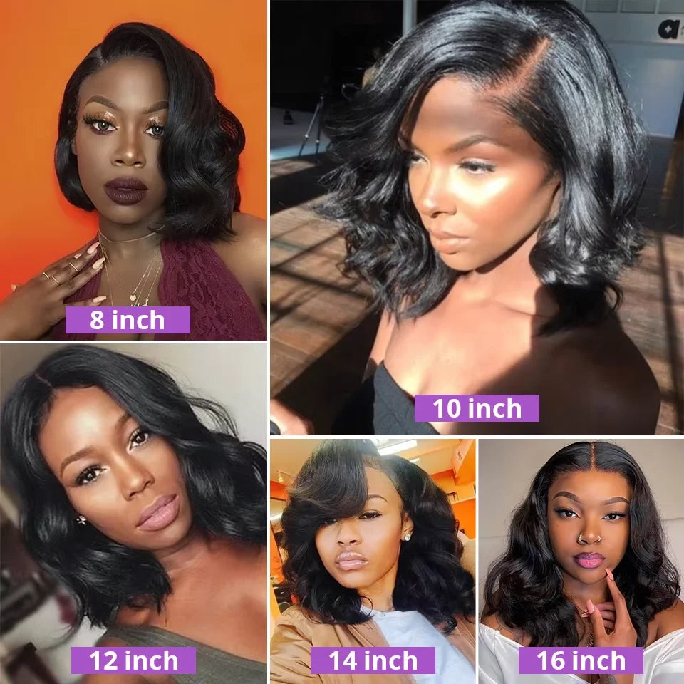 Short Natural Body Wave Lace Front Bob Wig for Women