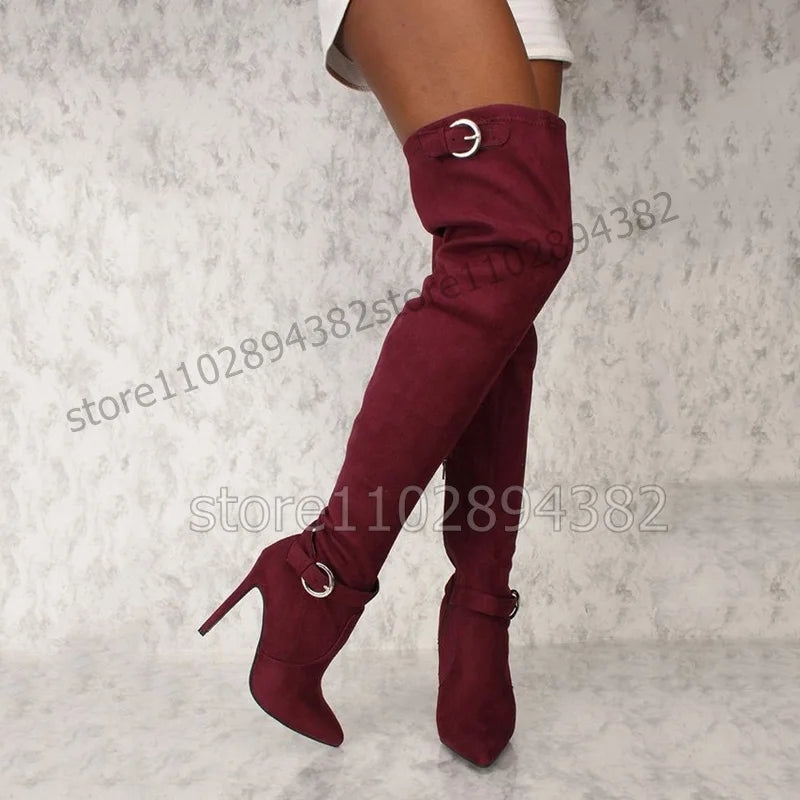 Pointed Toe Stiletto Boots With Side Zipper For Women