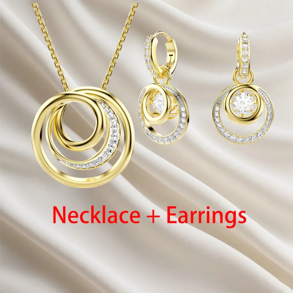 Sparkling Inlaid Pearl Pendant Jewelry Set for Women