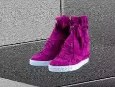 Girls Beige Black Gray Pink Suede Genuine Leather Round Toe Tassel Fringed 8 CM Height Increasing Wedges Sneakers Ankle Boots