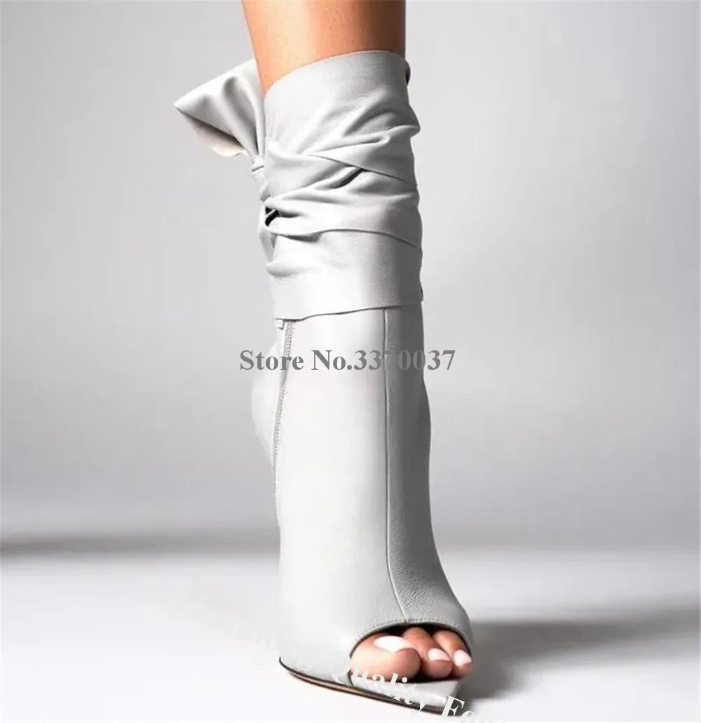 Lace Up Stiletto Ankle Boots with Bow Detail for Women