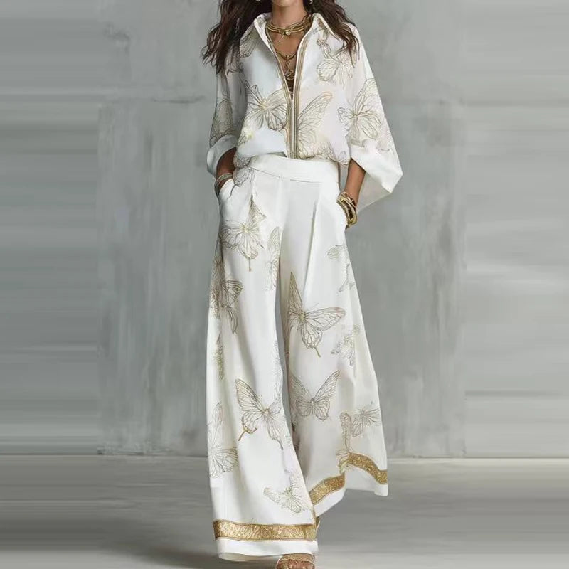 Vintage Pattern Boho Casual Two-Piece Set for Women