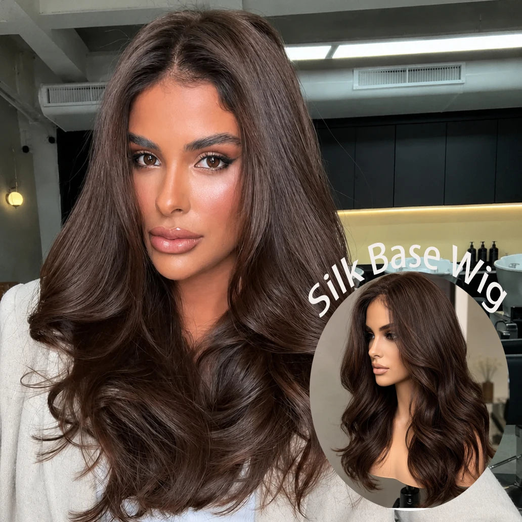 Dark Chocolate Brown Straight Lace Front Wig for Women