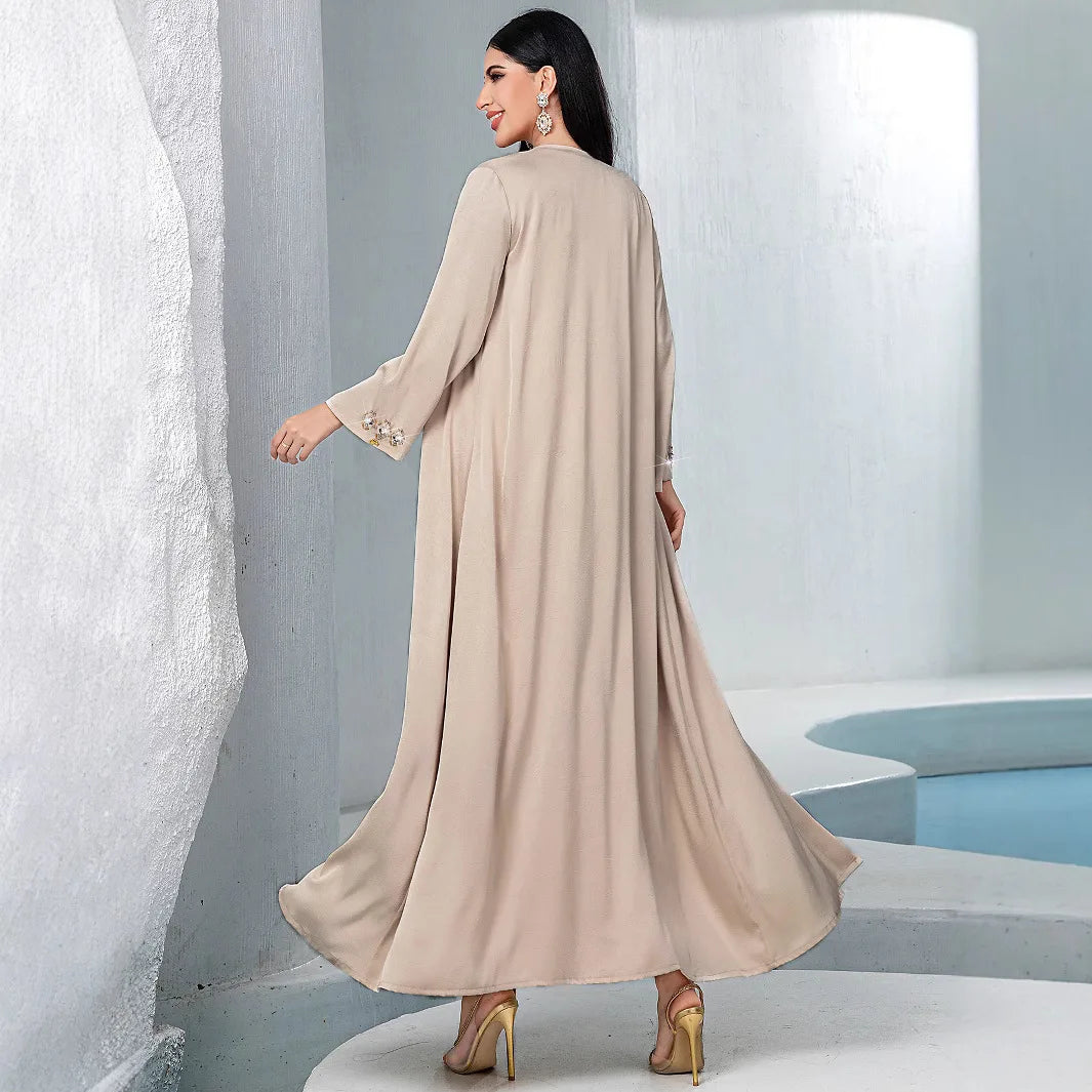 Diamond Embellished Two Piece Abaya Set for Women