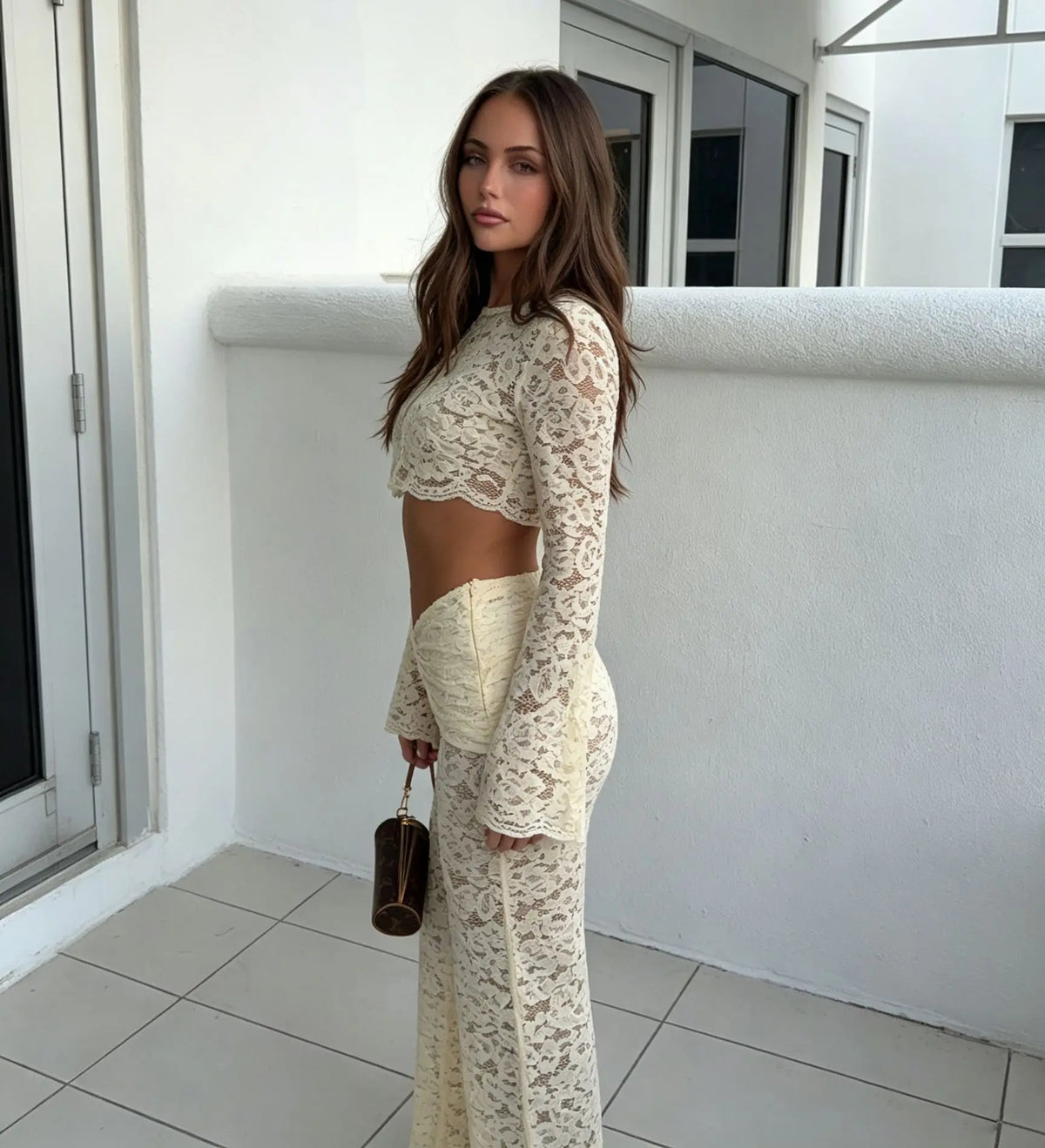 Casual Long Sleeve Two Piece Pants Set Outfit for Women