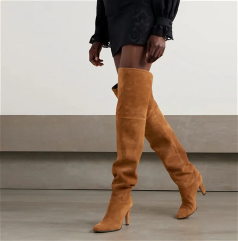 Plus Size Wide Calf Leather Over The Knee Boots for Women