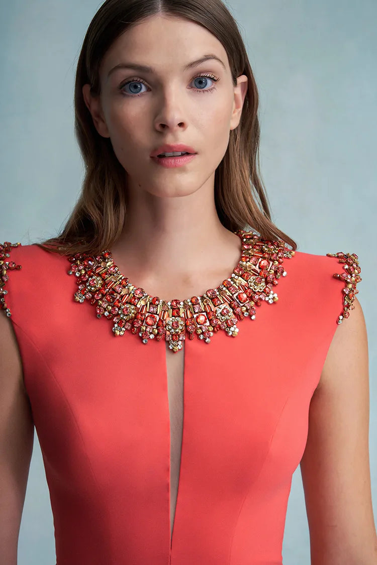 HIGH STREET Newest 2026 Designer Fashion Women's Colorful Diamond Beading Sleeveless  Tank Dress
