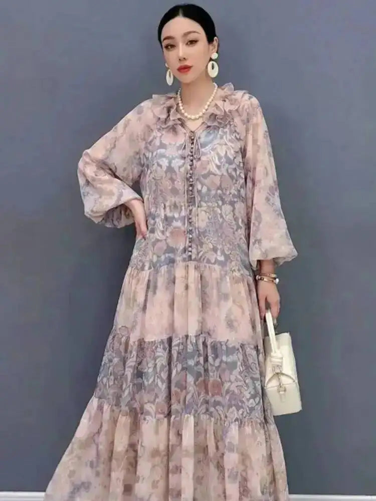 Printed Long Sleeve Maxi Dress