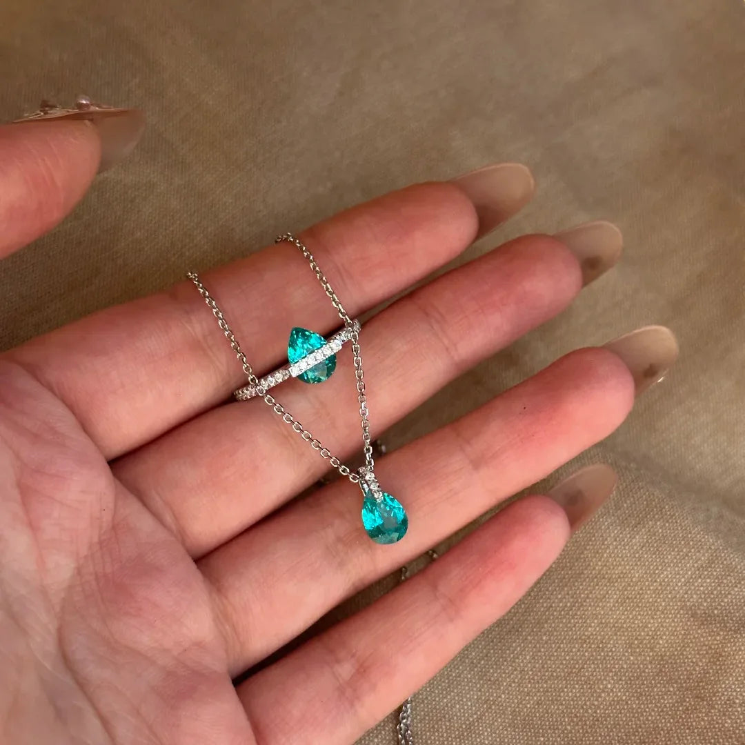 Elegant Cubic Zirconia Necklace Earrings And Ring Set for Women