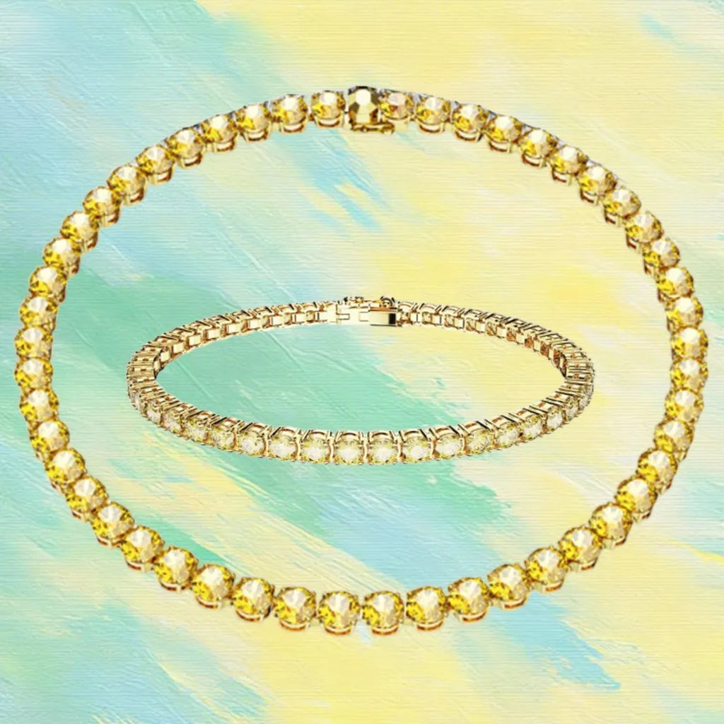 Gold Plated Sparkling Zirconia Jewelry Set for Women