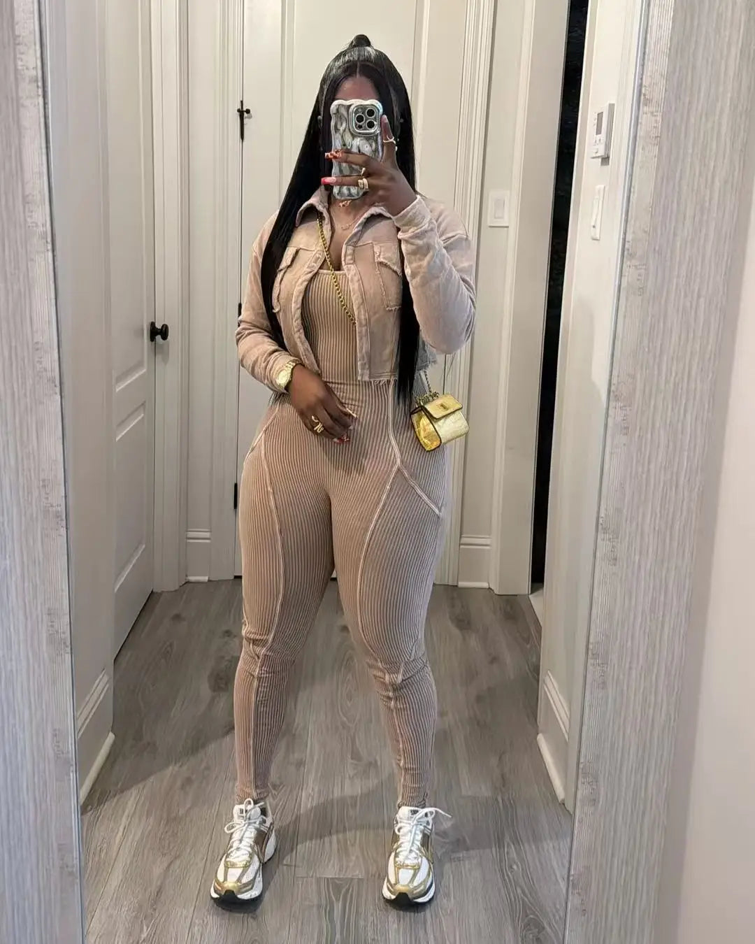 Washed Fabric Two Piece Knit Set