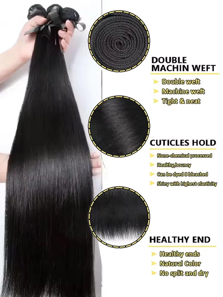 Natural Color Bone Straight Brazilian Remy Bundles for Women