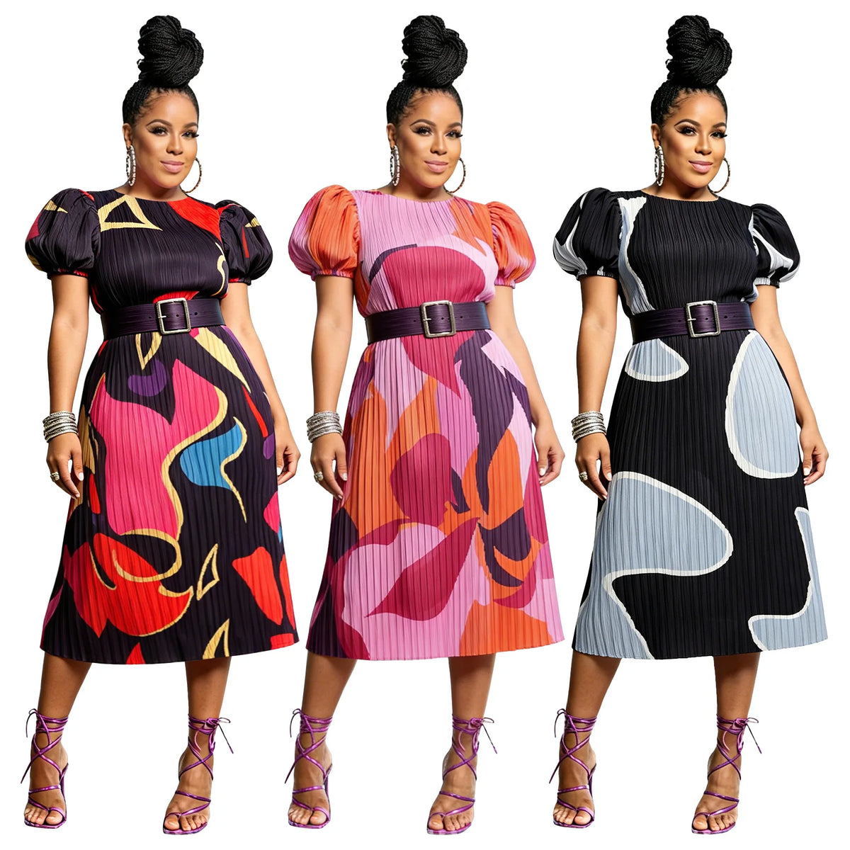 Short Sleeve Slim Fit African Kanga Dress for Women