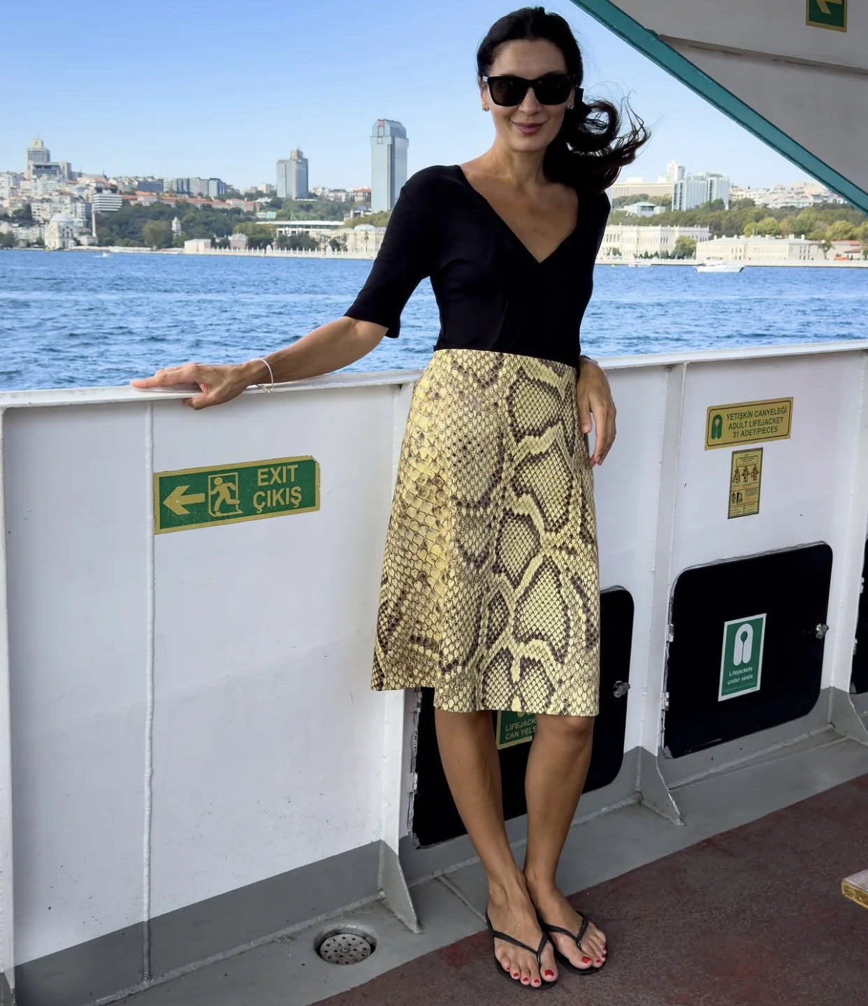 Snakeskin Patchwork High Waist Skirt