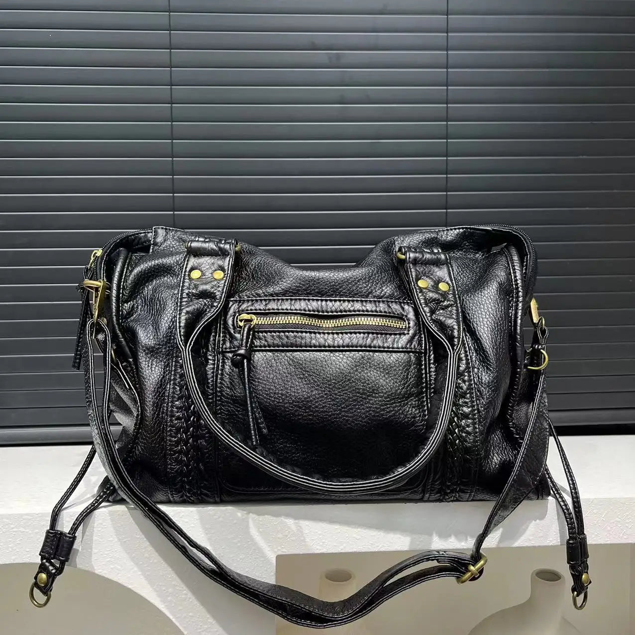 Large Capacity Retro Distressed Shoulder Crossbody Bag for Women