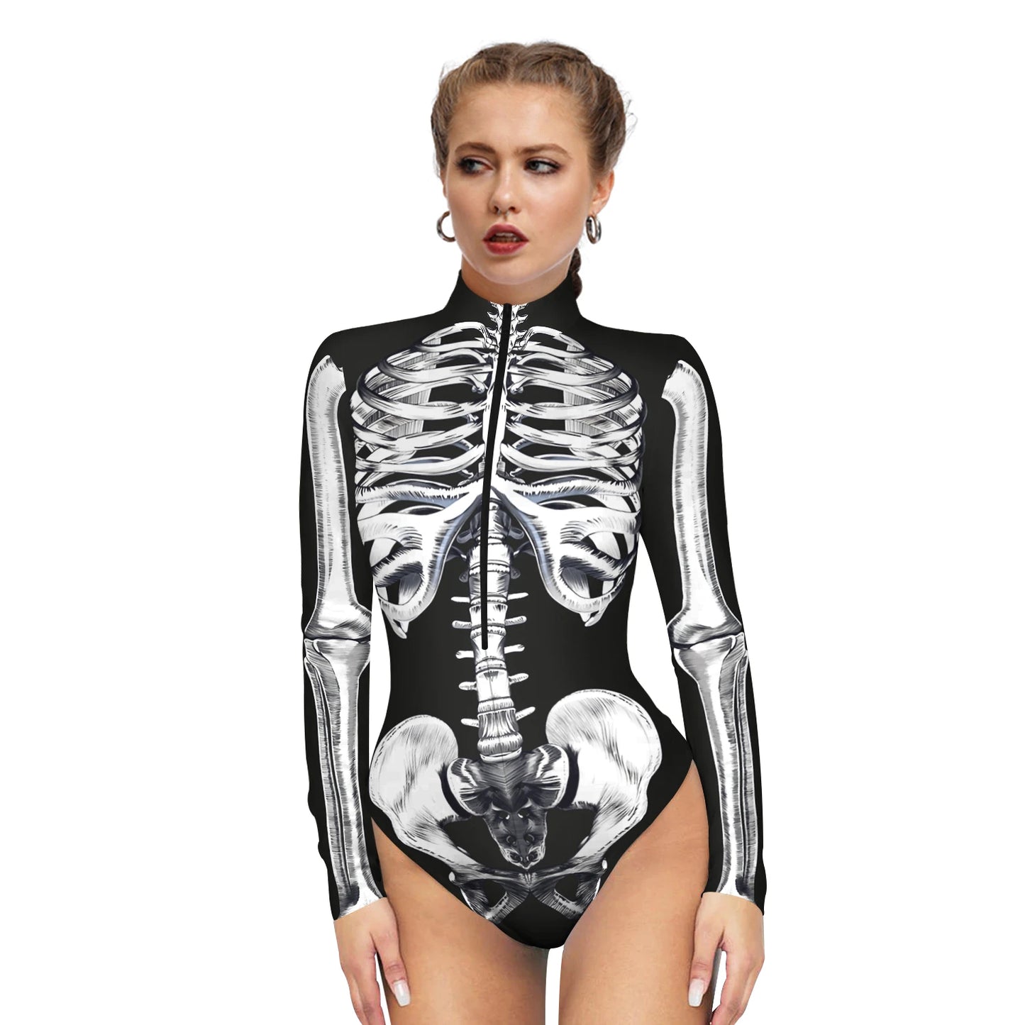 Halloween Skeleton Print Zentai Jumpsuit for Women
