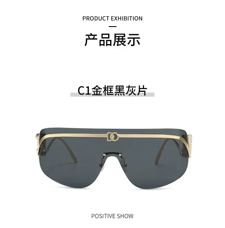 Oversized Gold Shield Sunglasses