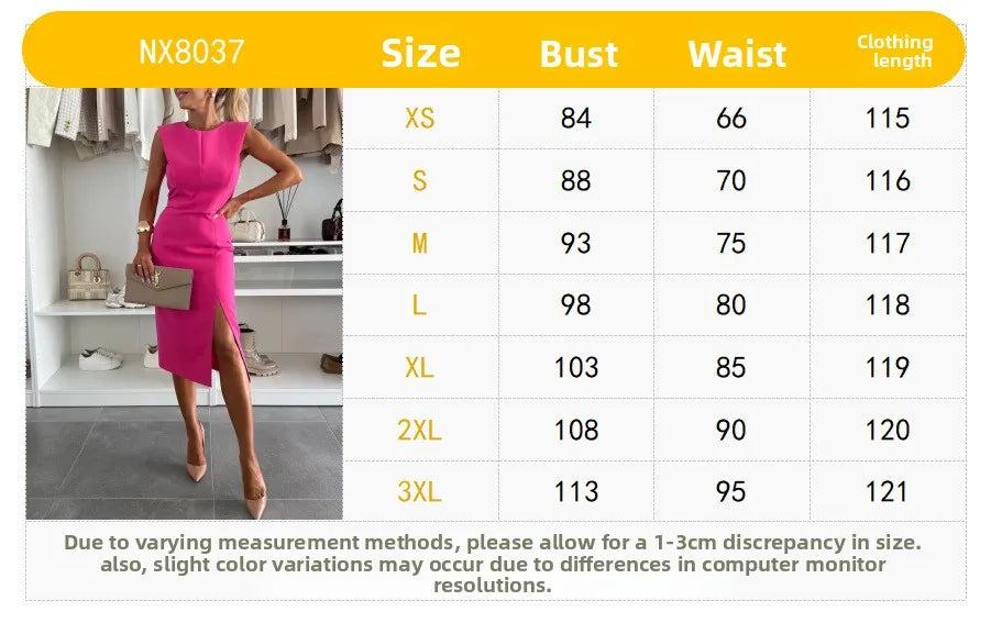 Elegant Sleeveless Split Summer Dress With Side Zipper For Women